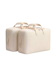 1PC Linen-Style Storage Bag With Clear Window, Large Capacity Clothes Organizer With Reinforced Handles & Metal Zipper, Foldable Dustproof Container For Quilts, Bedding & Seasonal Clothing, Ideal For Closet & Bedroom Organization,Bedroom Room Decor,Back To School - Rice - View 7
