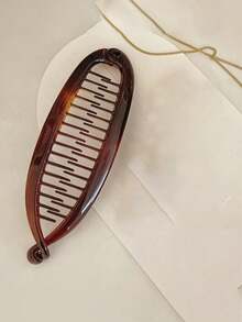 1/2个大号琥珀色香蕉形发夹，法式优雅扭结发夹，时尚沙滩发饰 - 多色 - 查看 6