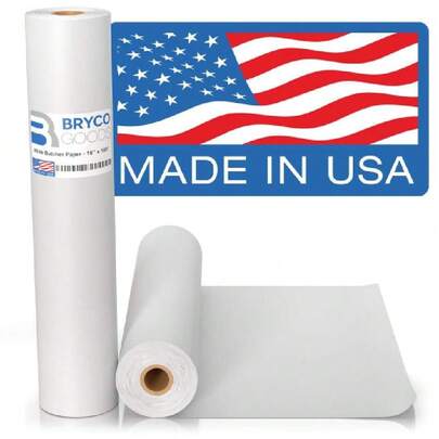 White Kraft Butcher Paper Roll - 18 Inch x 100 Foot White Paper Roll for Wrapping and Smoking Meat, BBQ Paper for the Perfect Brisket Crust - Durable, Uncoated and Unwaxed Food Grade Paper,44555429