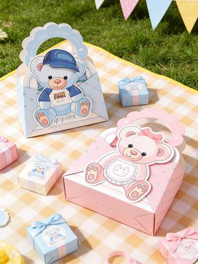 1 túi quà chủ đề gấu, túi quà mừng em bé chào đời, túi đựng kẹo, thích hợp cho tiệc sinh nhật chủ đề gấu, trang trí mừng em bé chào đời, trẻ em yêu thích (Xanh dương, Hồng), quà mừng em bé chào đời, quà sinh nhật