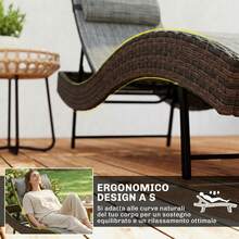Ghế nằm thư giãn ngoài trời hình chữ S bằng mây Outsunny có tựa đầu, 5 vị trí ngả lưng, thích hợp cho sân hiên, bãi biển, hồ bơi, vườn, kích thước 60x198x44cm, màu nâu. - A - Xem 5