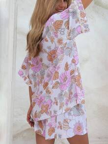 1 Bộ đồ gồm áo sơ mi và quần short in họa tiết phong cách bohemian thường ngày (2 món). - Nhiều màu - Xem 2