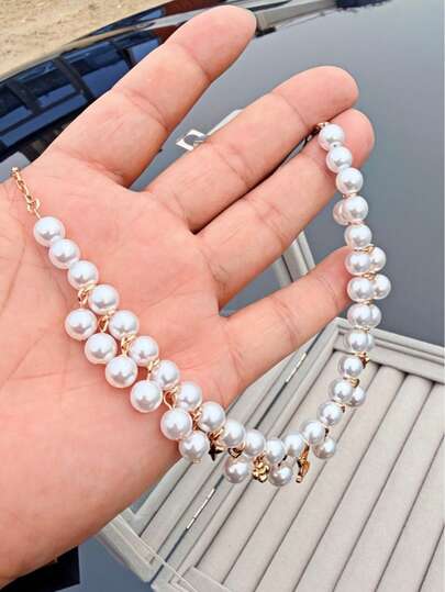 1pc Fashionable New Elegant Faux Pearl Necklace, Essential For Daily Wear And Gatherings, Great Gift