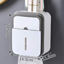 1 hộp đựng giấy vệ sinh chống thấm nước LuxeSpace, 1 hộp đựng khăn giấy bằng nhựa chống thấm nước gắn tường LuxeSpace kèm giá để đồ, hộp đựng giấy vệ sinh hình chữ nhật bóng loáng cho phòng tắm, không cần khoan. - Nhiều màu - Xem 14