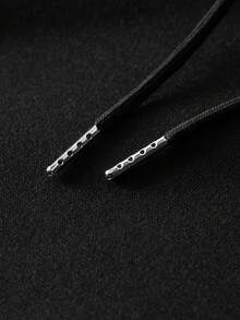 Spring/Summer/Autumn Minimalist Vacation Elastic Printed Sports Casual Hooded Vest - 黑色 - 查看 4