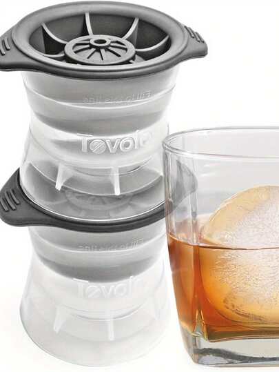 Silicone Round Ice Ball Maker, Easy Release Sphere Ice Cube Tray, Reusable Small Whiskey Ice Mold For Cocktail, Bourbon, Coffee Cooling, Home Bar & Summer Party Drinks,Flexible Silicone Sphere Ice Mold, Durable Round Ice Ball Making Tray