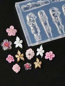 1pc Baroque Style Silicone Nail Mold, DIY Wedding Nail Template With 3D Heart & Butterfly Design, Suitable For Boho Nail Art, Reusable Nail Salon Supplies, Valentine's Day Nail Printing Tool - 清除 3 - 查看 4