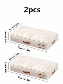 1 pieza Caja de almacenamiento visible debajo de la cama, de gran capacidad para el hogar, adecuada para ropa de temporada, mantas, caja de almacenamiento a prueba de humedad, caja de almacenamiento debajo de la cama plegable y plana - Multicolor - Ver 12
