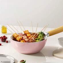 1 Chảo xào gốm màu hồng, chảo đáy phẳng chống dính dùng trong gia đình, nồi nấu thức ăn cho trẻ em, chảo xào đa năng, phù hợp với bếp từ và bếp ga, thiết kế đáy phẳng dày dặn, giảm khói dầu. - Xem 7