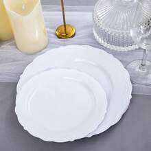 DaYmi 60PCS White Plastic Plates, Heavy Duty White  Plates Premium 10inch Dinner Plates Hard Plastic Plates  For Party Wedding Bridal Shower Variant 2 - A White - View 7