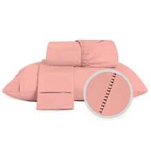 400 Thread Count Sheet Set, 2 And 3 Pieces, Luxury Hemstitch, Single, Double, Queen, King, High Quality - ROSE - View 7
