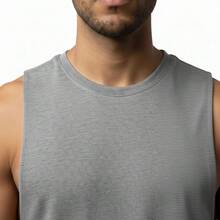 Abruptto Men's Oversized Longline Tank Top Workout Gym Bodybuilding Casual - Gris - Ver 7
