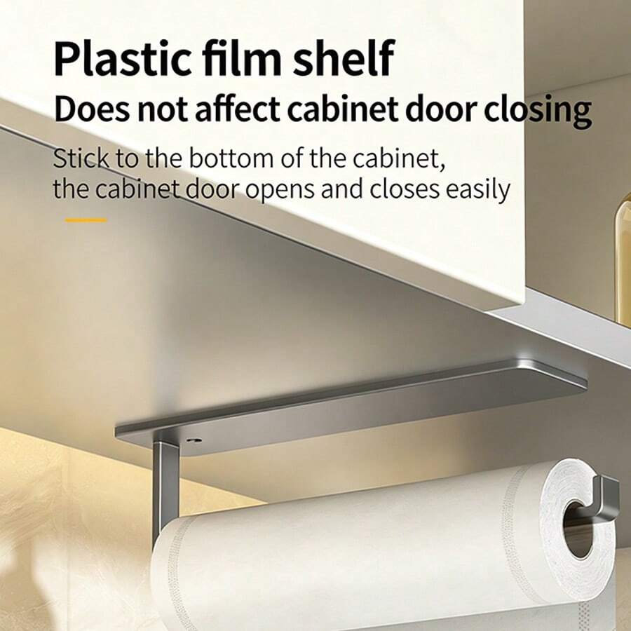 1个无需钻孔的大号卫生纸架，空间宽敞，可容纳大卷卫生纸，不锈钢厨房纸巾架