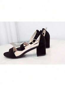 Sandalias De Tacón Bloque Para Dama - Negro - Ver 3