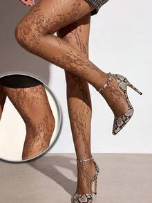 CLAGAINER 5 Pairs Vintage Rose Lace Fishnet Tights, Multicolor Y2K Sexy Sheer Floral Jacquard Fishnet Stockings - Multicolor - View 13