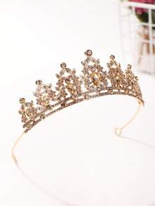 1pc Fashionable & Elegant Alloy Crown Hair Accessory Suitable For Women Wedding Party,Summer,Beach - Burnt Orange - View 4