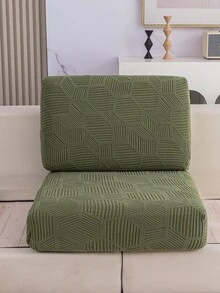 1 pieza Funda de sofá a rayas de unicolor, funda de cojín de asiento de sofá minimalista moderna, para uso en todas las estaciones, fija antideslizante y antipolvo, alta elasticidad, resistente al desgaste y a las arrugas, cómoda, lavable a máquina, antiperchado, no deformable, no destiñe, antirasguños de gato, antimancha, renovación de sofá, decoración de sofá, mejora del ambiente, se ajusta a sofás de 1-4 plazas, sofá en forma de L - Verde - Ver 9