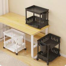 1pc Dish Drying Rack With Cutlery Holder, Space-Saving Dish Drainer Rack, High-Quality Kitchen Countertop Storage Organizer - Black - View 5