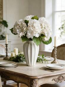 [Cantidad] Piezas/Set Ramo de flores de hortensias artificiales de 23 cm, tallos de flores de hortensias falsas, adecuado para centro de mesa de boda, decoración del hogar (Blanco) - Multicolor - Ver 5