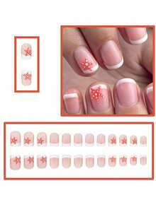 24 móng giả vuông ngắn kiểu Pháp với họa tiết đại dương vui tươi, lý tưởng cho mùa hè hoặc kỳ nghỉ, móng giả dán có thể tháo rời, bao gồm 1 gel dán và 1 dũa móng. Thích hợp cho nữ và bé gái sử dụng hàng ngày, dự tiệc, kỳ nghỉ, v.v. Móng giả dán. - Nhiều màu - Xem 3
