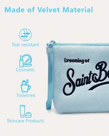 New Fashionable Cosmetic Bag For Women, Plush Material, Multiple Colors, Large Capacity Toiletry Bag, Suitable For Storing Women's Cosmetics, Suitable For Daily Commuting, Shopping And Travel. - Baby Blue - View 6
