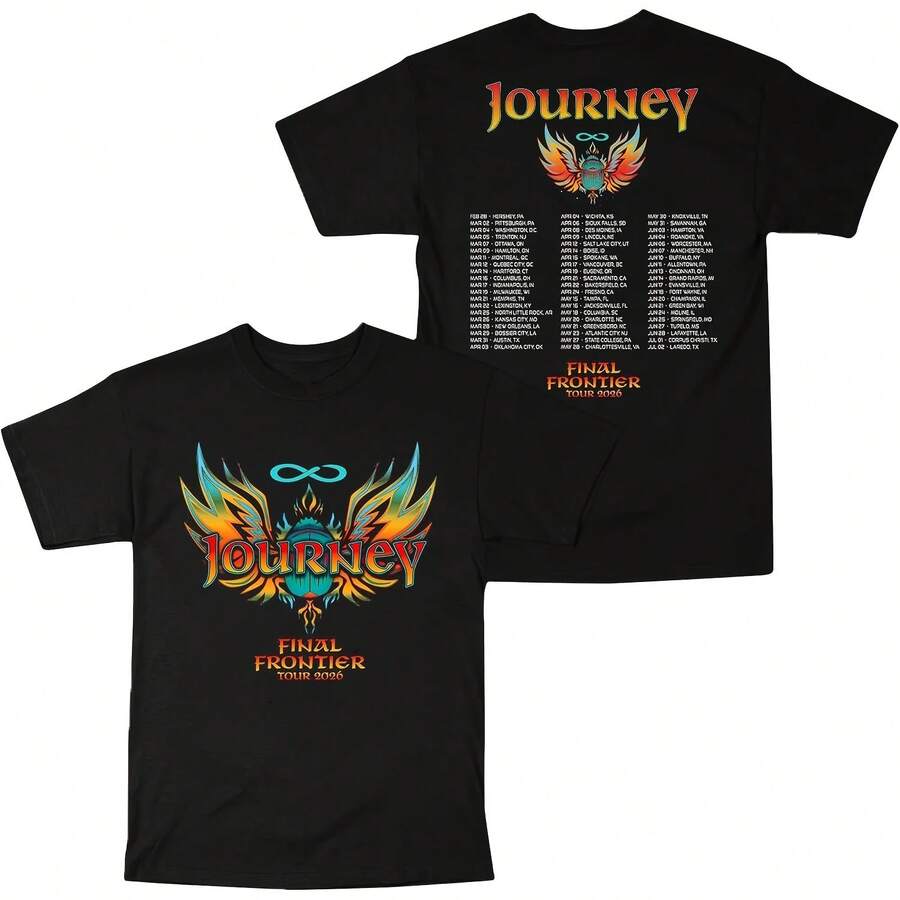 Journeys Final Frontier Tour 2026 Shirt Vintage Rock Band Tour Concert Merch T-Shirt Men Women Black - màu đen - Xem 1