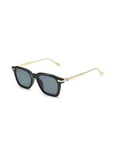 1pc Square Small Frame Fashionable Glasses, Retro Elegant Casual Versatile Women's Glasses, Suitable For Daily Wear, Street Photography, Vacation, Tourism, Summer Beach Vacation, Outdoor, Travel Beach Accessories - Black - View 4