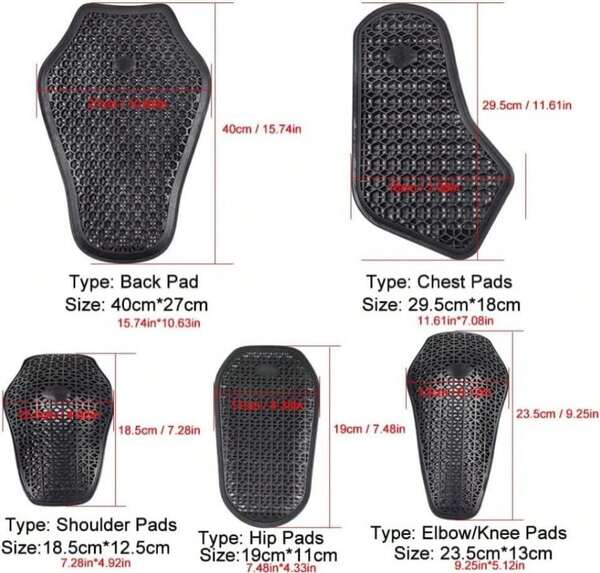 Protector de espalda para motocicleta MJMOTO aprobado por CE Nivel 1, negro, adulto, almohadillas de espalda universales para motocicleta, inserto de armadura suave para chaqueta de motocicleta, equipo dorsal para moto