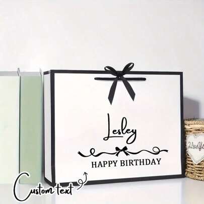 Wedding Welcome Bags With Satin Ribbon, Custom Bridesmaid Gift Bags, Bow Tie Gift Bags, Thank You Gift Bags, Personalized Paper Bag