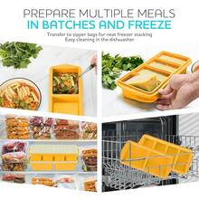 Freezer Tray With Lid-Soup Freezer Container Molds-Large Ice Cube Tray Set Makes 1-Cup & 2-Cup Portions Cubes Perfect For Preparing Meals In Different Portion Sizes Oven & Dishwasher - - 定義 - 查看 3