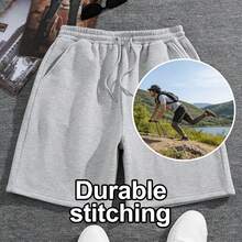 Men's Drawstring Waist Track Shorts, Breathable Quick Dry Athletic Shorts, Loose Fit Lightweight For Gym Training Running Summer Essential - Light Grey - View 10