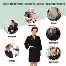 [Jubah Salon SPA] Jubah Klien Salon Spa Profesional | Jubah Hitam dengan Motif SPA dan Tali Pengikat yang Dapat Diatur, Terbuat dari Kain Tahan Lama, Cocok untuk Spa, Kecantikan, Potong Rambut dan Penataan Rambut, Memberikan Layanan yang Nyaman untuk Klien Salon - Hitam - View 7