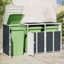 Bin Storage Unit For 3 Bins, Anthracite, 216x81x115 Cm, Steel, Single Bin Storage Unit, Bin Enclosure, Bin Cover - Màu xám đen - Xem 9