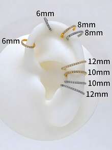 1件 G23 钛金属立方氧化锆 16G 鼻中隔穿孔螺旋耳骨耳钉耳廓软骨耳环 女士饰品 - 銀色 - 查看 4