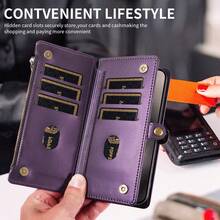 1 buah Dompet Kulit Multifungsi dengan Slot Kartu, Tali Selempang, Kompatibel dengan Apple 17 Pro Max / Series, Casing Pelindung Ponsel Flip Cover Modis untuk Belanja, Bepergian - Purple - View 5