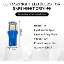 10PCS Car LED Light Bulb, Bright T10 5050 LED Auto Interior Light Bulb, Led Bulb Dashboard Dome Map Door License Plate Lights, Lighting Car Accessories (Blue) - Ice Blue - View 2