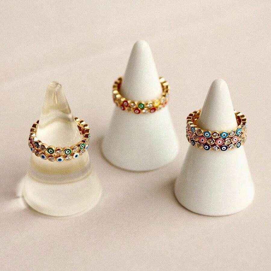 时尚独特的土耳其蓝色邪眼吊坠，别致的派对/珠宝夜店节日/休闲街头服饰，引人注目的情人节、母亲节、父亲节、周年纪念日礼物 - 彩色 - 查看 1