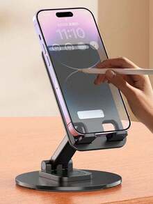 1个铝合金手机支架旋转桌面金属手机平板支架 - 黑色 - 查看 3