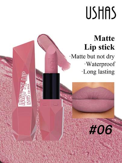  أحمر شفاه مطفي بقطع معينية من USHAS، ذو قوام كريمي ناعم وغير مجفف، بنهاية مطفية خفيفة لا تشد الشفاه، مرطب طويل الأمد، عالي الصبغة سهل الوضع، لا يترك بقع، لا يترسب في الخطوط الدقيقة، متعدد الاستخدامات للارتداء اليومي والحفلات، مناسب لجميع درجات البشرة، تصميم أنيق بقطع معينية لمكياج شفاه مطفي فاخر