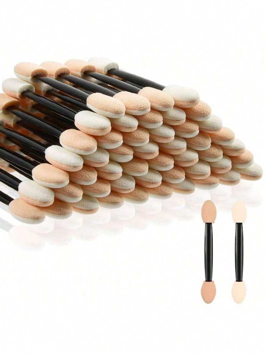 10/20/30pcs Disposable Double-Sided Eyeshadow Applicators, Women Makeup Sponge Brushes (Black, Nude, White), Eyebrow Brush, Eyeshadow Brush, Eyelash Brush, Gift Set - Multicolor - View 1
