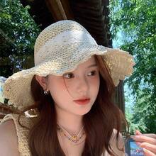 1顶女士雏菊蕾丝宽檐遮阳帽，可爱丝带沙滩帽，法式甜美风夏季防晒帽，度假拍照必备，乡村风情，夏季必备百搭帽 - 遮陽帽 - 查看 8
