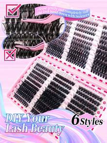 600/320/60片装 D型卷翘 30D-100D 6种款式 10-18mm 簇状假睫毛 自然浓密 柔软轻盈 可重复使用 分段式假睫毛 日常 派对 旅行 - D - 查看 4