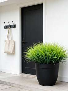 5pcs/1pc Simulation Of Four Seasons Green Spring Grass Wheat Grass Green Simulation Shrubs Daily Garden Village Home Decoration Plants Courtyard Porch Hanging Basket Decoration Plastic Simulation Grass - Green - View 3