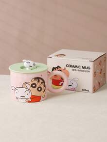 CRAYON SHINCHAN 蜡笔小新陶瓷马克杯带盖，400毫升，可爱卡通水杯，3D狗狗装饰，萌系咖啡杯，日常使用及送礼皆宜 - 彩色 - 查看 12