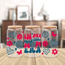 4 件/套 16 盎司玻璃杯 UV DTF 转印贴纸（9.4x4.3 英寸），无需加热，适合“我的运动妈妈时代”，酷炫棒球、篮球、橄榄球、排球图案，防水摩擦贴纸，DIY 礼物 - 2MAMA 02 - 查看 6