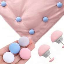 16Pcs Mushroom Head Duvet Clips Set, Premium Anti-Slip Quilt Fixing Clips With Integrated Fastening Pins, Durable Wear-Resistant Bedding Holding Accessories, Ergonomic Mushroom Head Design Firm Grip No Shifting No Slipping, Multi-Purpose Practical Fastener Clips For Duvet Quilt Comforter Mattress Cushion Pillow Curtain Bed Linen, Random Mixed Shades Of Gray White Blue Pink Classic Neutral Tones, Widely Suitable For Home Bedroom Apartment Rental House Dormitory Guest Room Hotel Bedding Arrangement, Essential Household Organizer Supplies For Housewives Renters Students Dorm Residents Family Daily Bedding Management - Baby Pink - View 2
