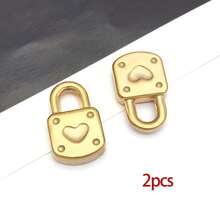 2 chiếc mặt dây chuyền hình trái tim bằng thép không gỉ, mặt dây chuyền hình chìa khóa kim loại, phụ kiện trang sức để tự làm vòng cổ, vòng tay, bông tai. - Vàng - Xem 16