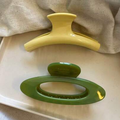 Bộ 2 kẹp tóc hình oval cong cổ điển cao cấp, kẹp tóc màu trơn tối giản thanh lịch, phù hợp cho sử dụng hàng ngày, thường ngày, dự tiệc, đi biển, du lịch, tạo kiểu tóc, gội đầu, trang điểm, phụ kiện trang phục, mùa thu/đông/xuân/hè.
