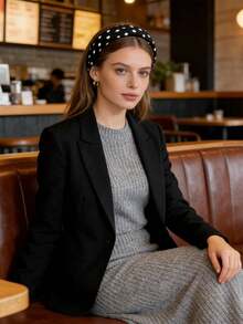 1件新款法式波点发箍，优雅高冠海绵发箍，女士时尚波点百搭发饰 - 彩色 - 查看 2