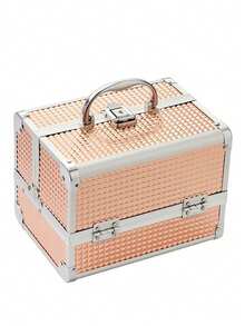1pc Portable Makeup Organizer Box, Professional Makeup Bag With Mirror, Large Capacity Waterproof Multifunctional Cosmetic Travel Bag - Multicolor - View 4